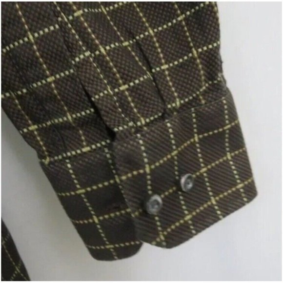 Scott Barber Men's XXL Shirt Brown Plaid 100% Cotton Long Sleeve Button Up - Picture 8 of 9